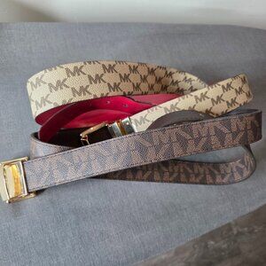 2-Pack - Women's Michael Kors Belts XL 44" Leather Black & Brown -Fair Condition